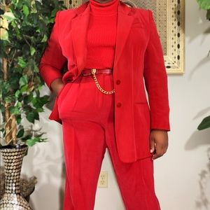 Vintage Red Silk Suit